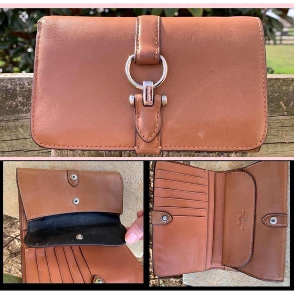 Coach Glovetanned Saddle Black Silver Wallet